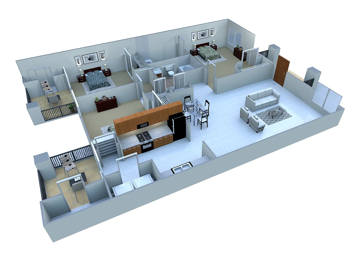 Floor plan 3 Bed. B