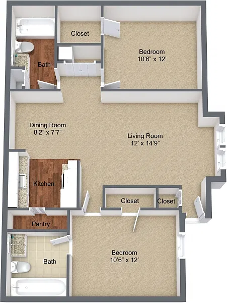 Floor plan Two Bedroom Bay Window
