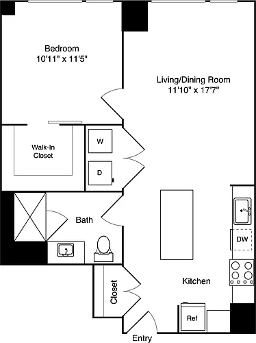 Floor plan 1 Bedroom D