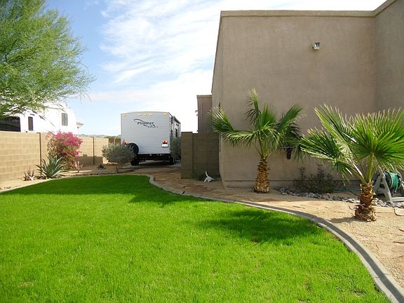 mature landscaping and rv parking