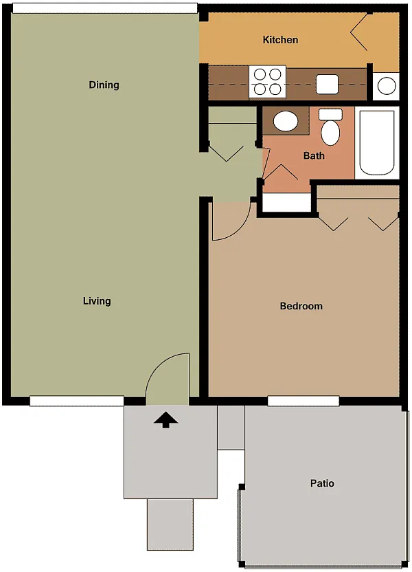 Floor plan 1 bdrm 1 bath