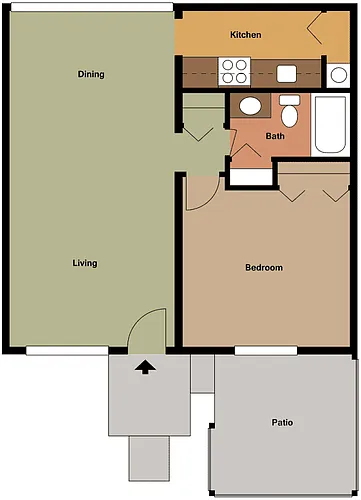 Floor plan 1 bdrm 1 bath