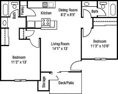Floor plan Two Bed Two Bath