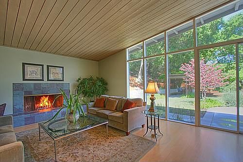 Living Room with Slate Fireplace