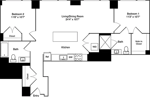 Floor plan 2 Bedroom H