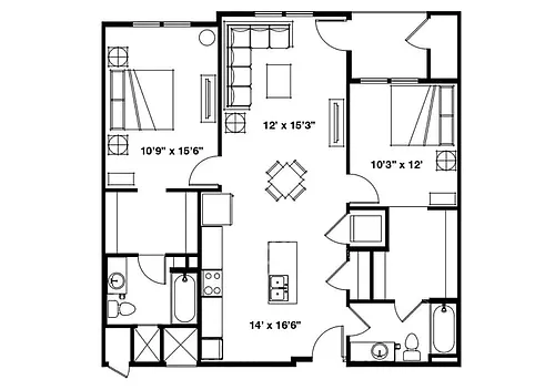 Floor plan 2X2 B