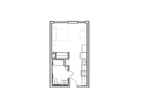 Floor plan Studio Unit Restricted at 60% with Pass Through