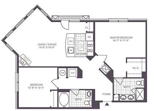 Floor plan 2 Bed/ 2 Bath
