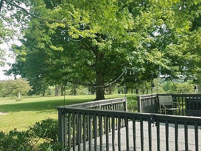 Back deck with privacy and beautiful view.