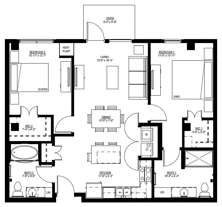 Floor plan Two Bedroom - G (60%)