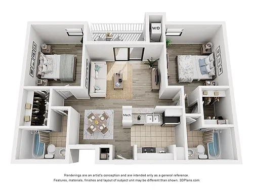 Floor plan 2 Bed/ 2 Bath B2