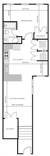 Floor plan 1 Bed 1 Bath Apt 223
