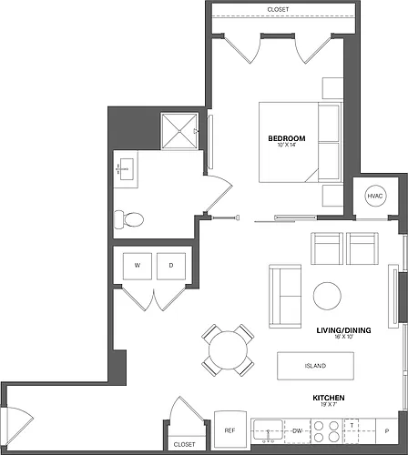 Floor plan 1 Bed/1 Bath-A17