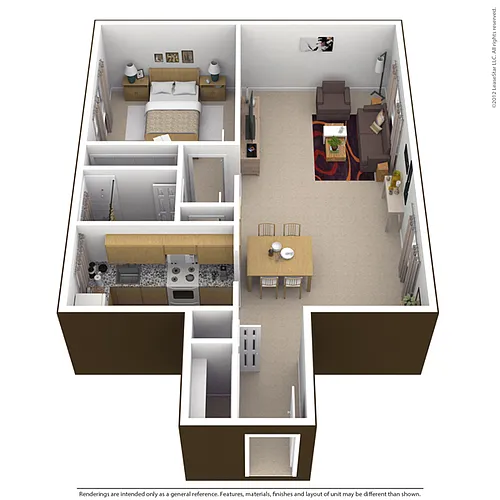 Floor plan 1BR-1BA 630-680 sq Ft