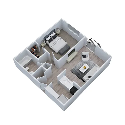 Floor plan 1 Bedroom A: Renovated