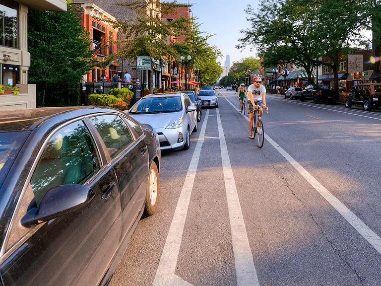 Neighborhood with bike paths