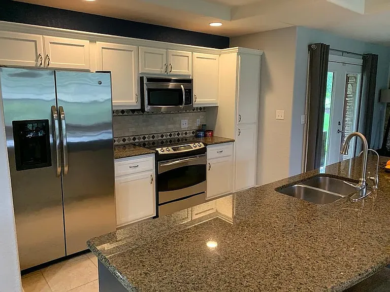 Kitchen with stainless steel appliances