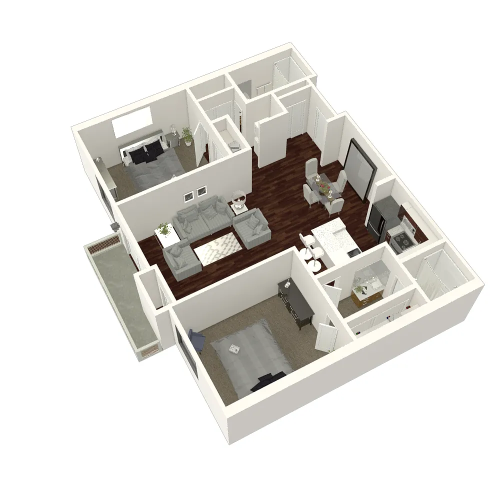 Floor plan 2 Bed 2 Bath Plan A