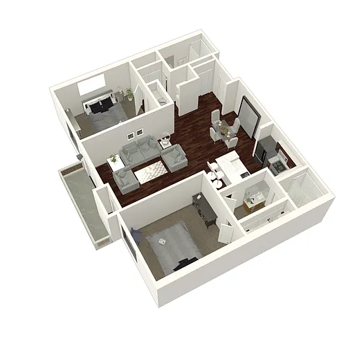 Floor plan 2 Bed 2 Bath Plan A