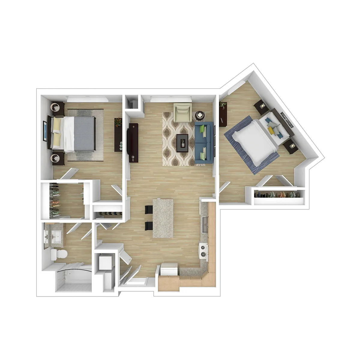 Floor plan 2 Bedroom 1 Bathroom