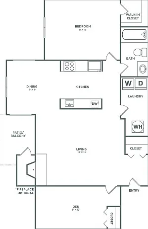 Birch with Den | 1x1 | 836 sq ft Birch with Den | 1x1 | 836 sq ft