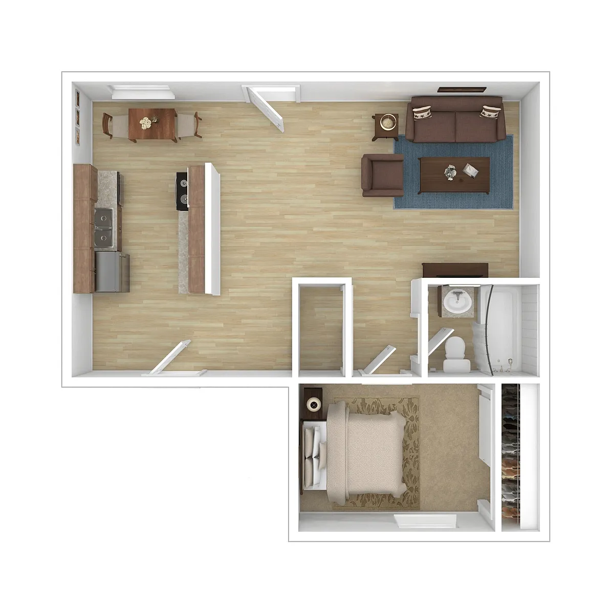 Floor plan 1 Bedroom, 1 Bath