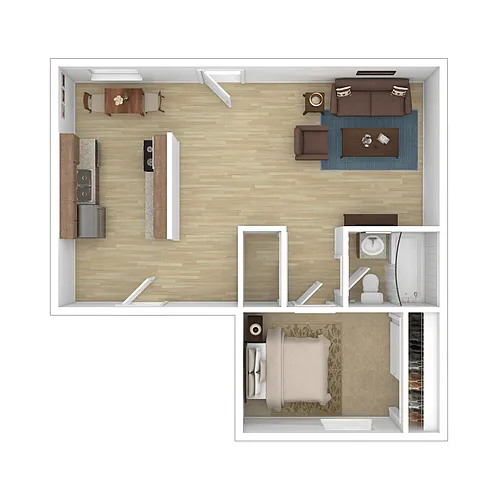 Floor plan 1 Bedroom, 1 Bath