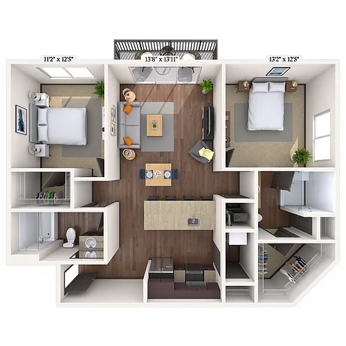 Floor plan Traditional 2x2 1094 SF