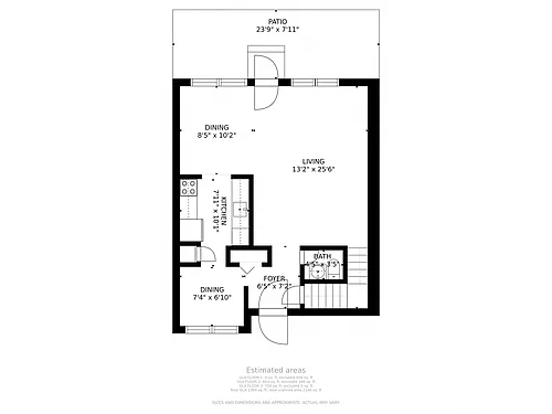 Floor plan 3 BD Townhome - Updated Kitchen & Floor