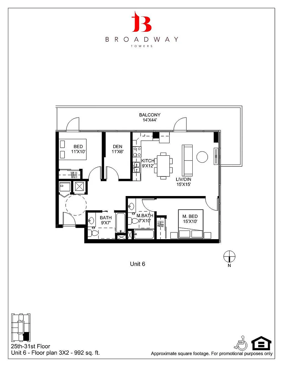 Floor plan Broadway 6 2x2-DEN