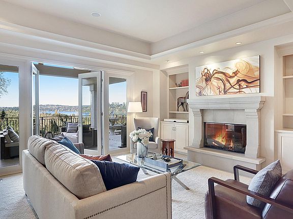 Living room with doors out to back deck