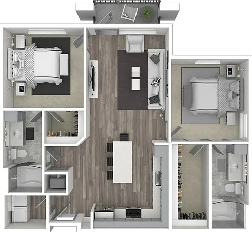 The WHISPERING | TWO BEDROOM, TWO BATH, 1147 TOTAL SF WITH BALCONY/PATIO The WHISPERING | TWO BEDROOM, TWO BATH, 1147 TOTAL SF WITH BALCONY/PATIO