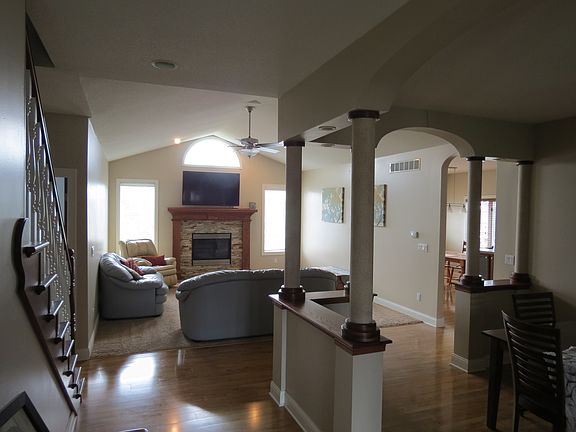 Open living and dining room