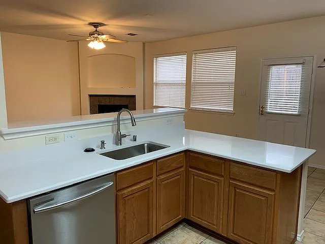 Looking from kitchen to living area