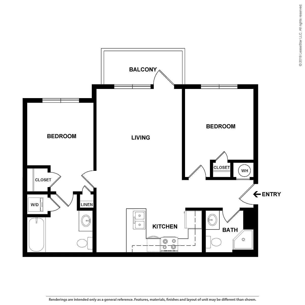 Floor plan Two Bedroom Two Bath 2A