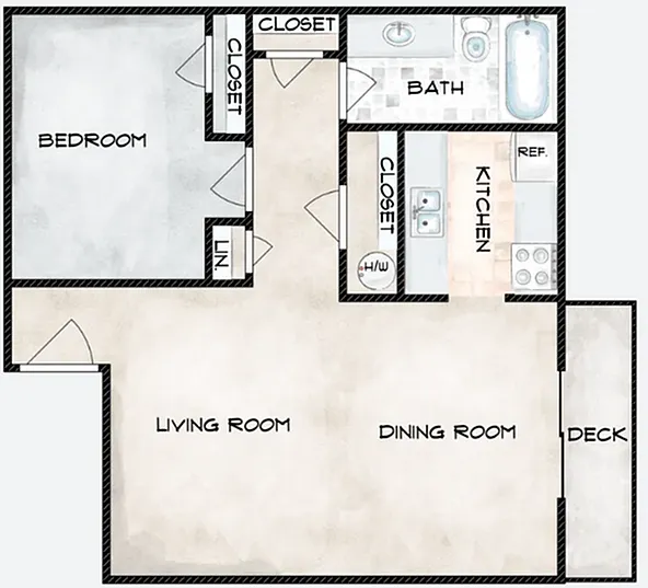 Floor plan One Bedroom, One Bath