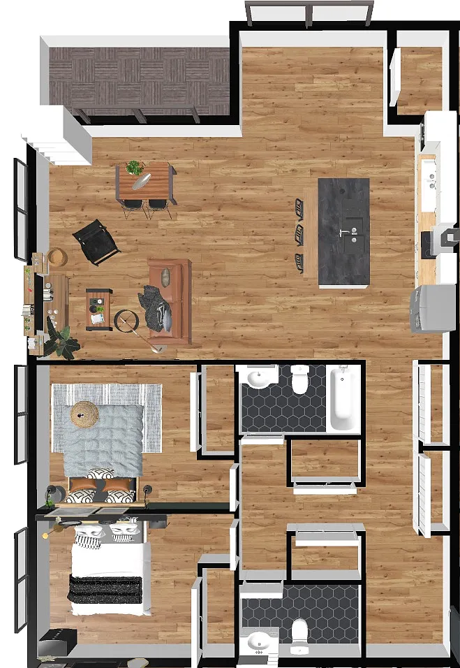Floor plan 2 Bed-Terrace-4th-East