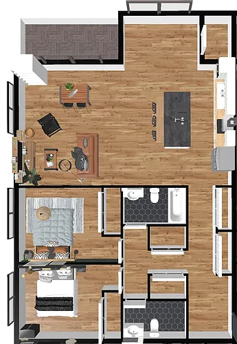 Floor plan 2 Bed-Terrace-4th-East