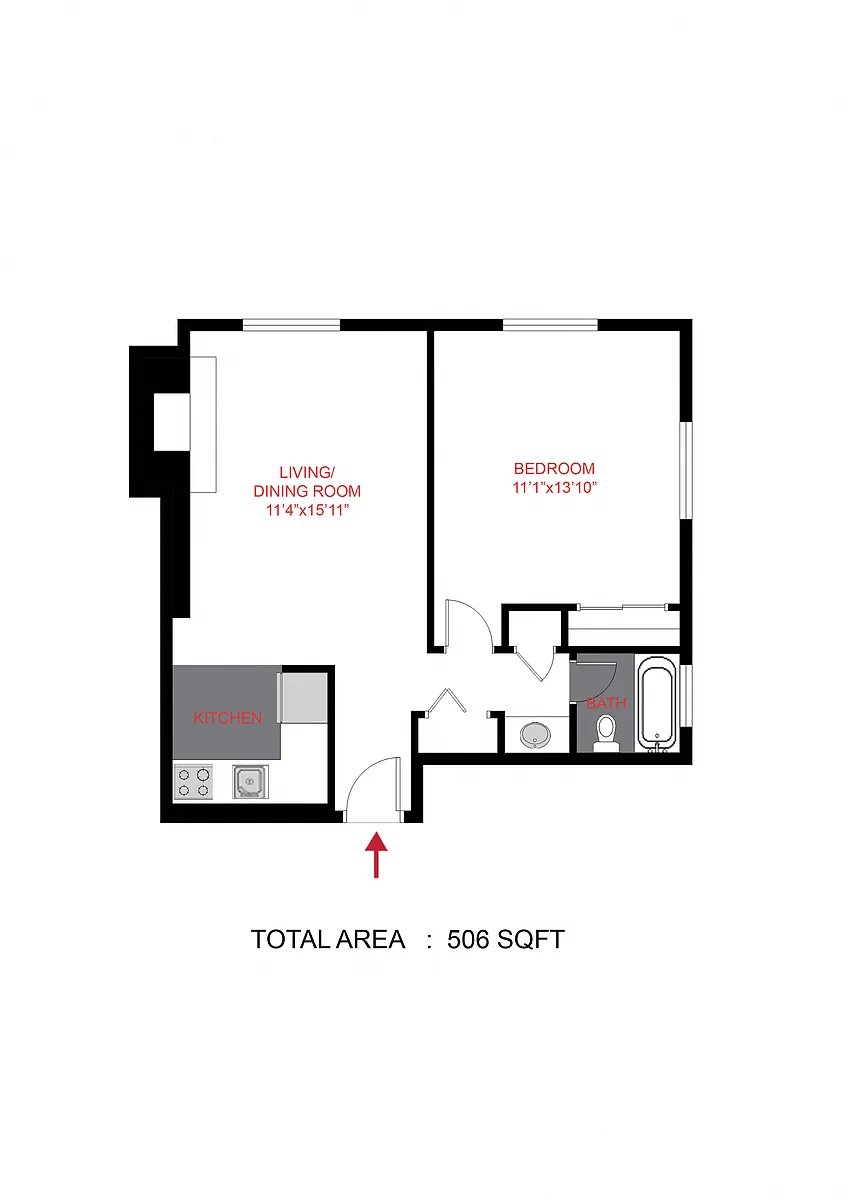 Floor plan 1 Bed 1 Bath A1