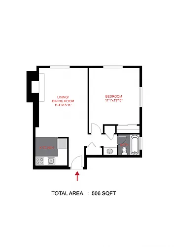 Floor plan 1 Bed 1 Bath A1