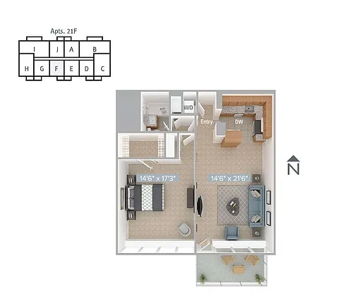 Floor plan A11-840SF-F-Standard