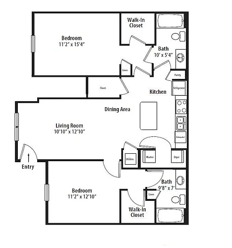 Floor plan 2 BR Grand Courtyard