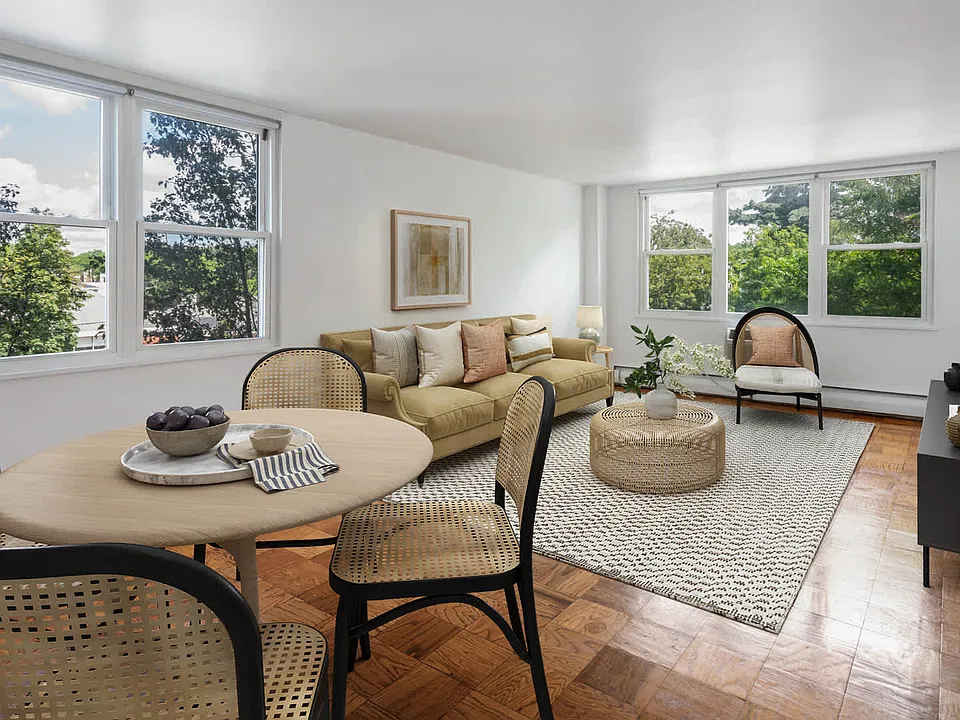 Living Room with Parquet Flooring