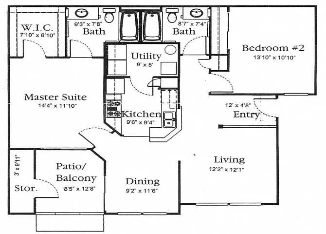 Floor plan B1 - 2 BR | 2 BA
