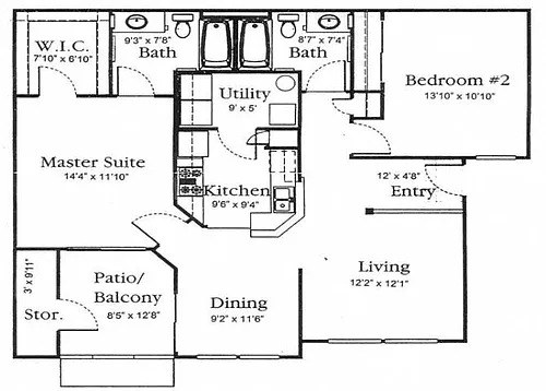 Floor plan B1 - 2 BR | 2 BA
