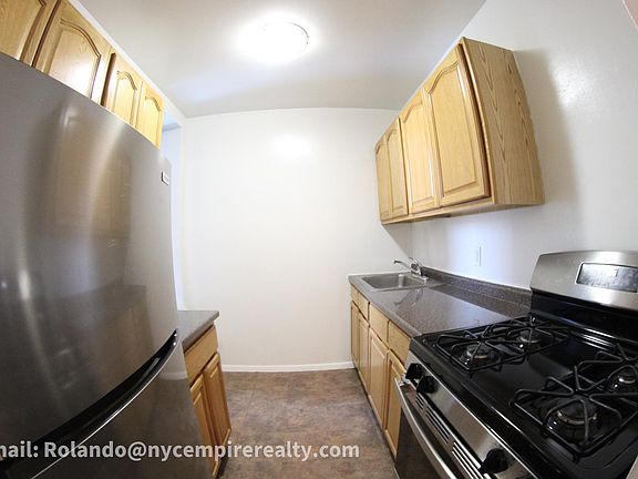 Kitchen with stainless steel appliances.