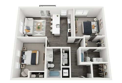 Floor plan Glamour - Two Bedroom / Two Bathroom