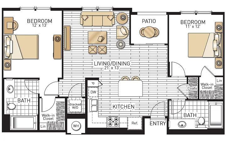 Floor plan Toscana - Two Bedrooms