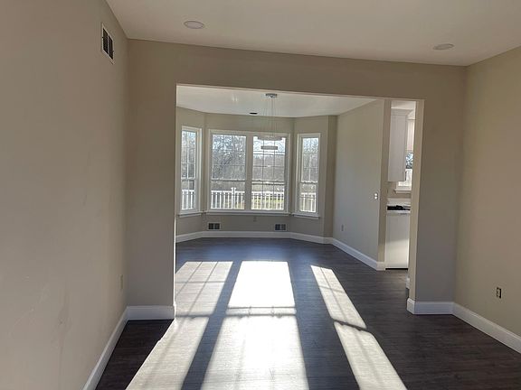 Sunny living and dining rooms