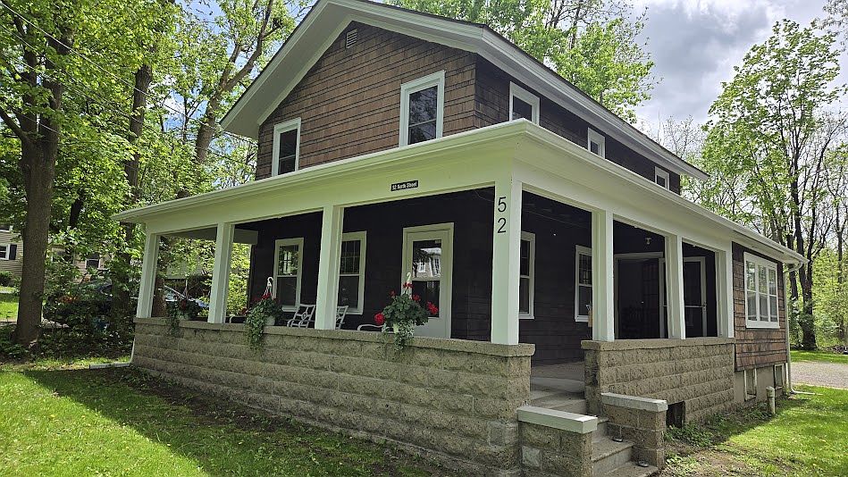 stone walled porch